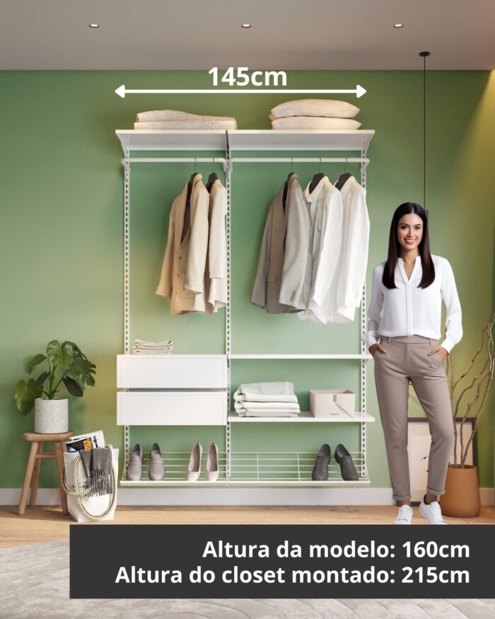Closet Aberto Modular para Solteiro 145cm (Eternity 31)