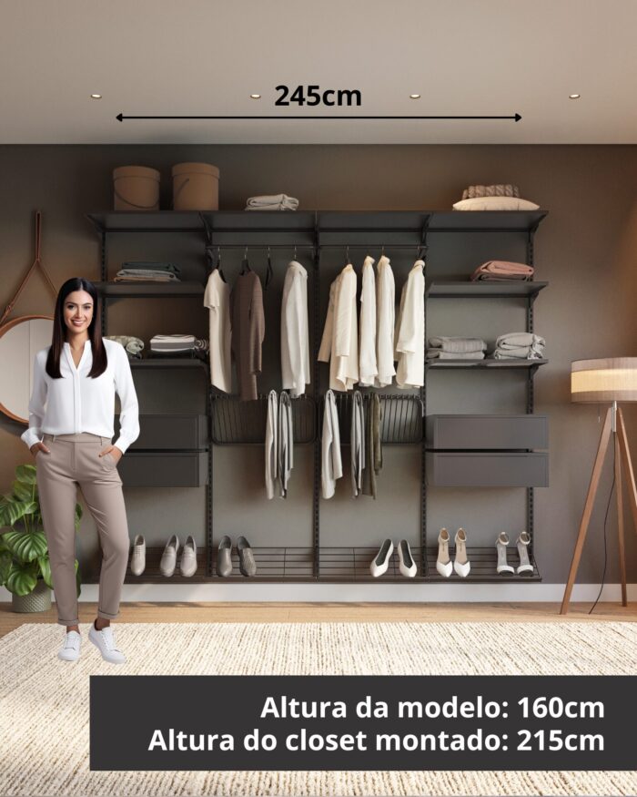 Closet Aberto Modulado para Casal 245cm (Eminence 43)