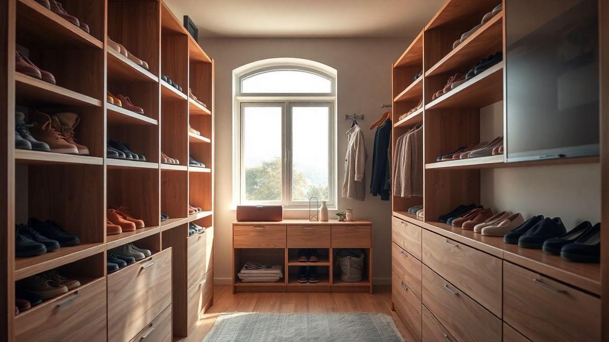 Rotina simples para manter calçados organizados no seu closet aberto