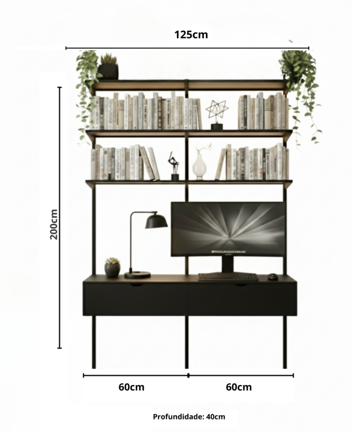 Conjunto Modulado para Escritório 125cm