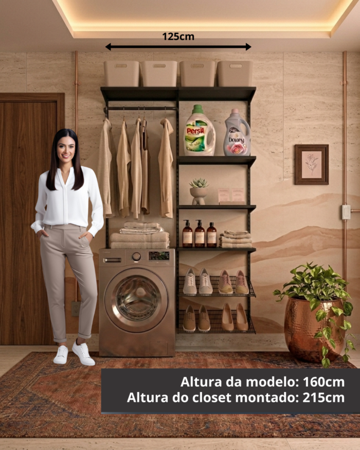 Conjunto Prateleira Modulado para Lavanderia 125cm
