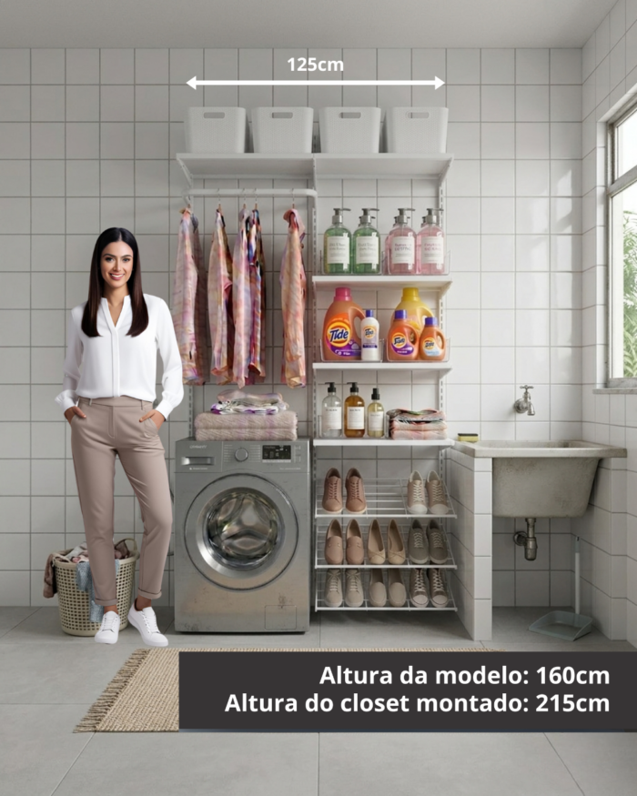 Conjunto Prateleira Modulado para Lavanderia 125cm