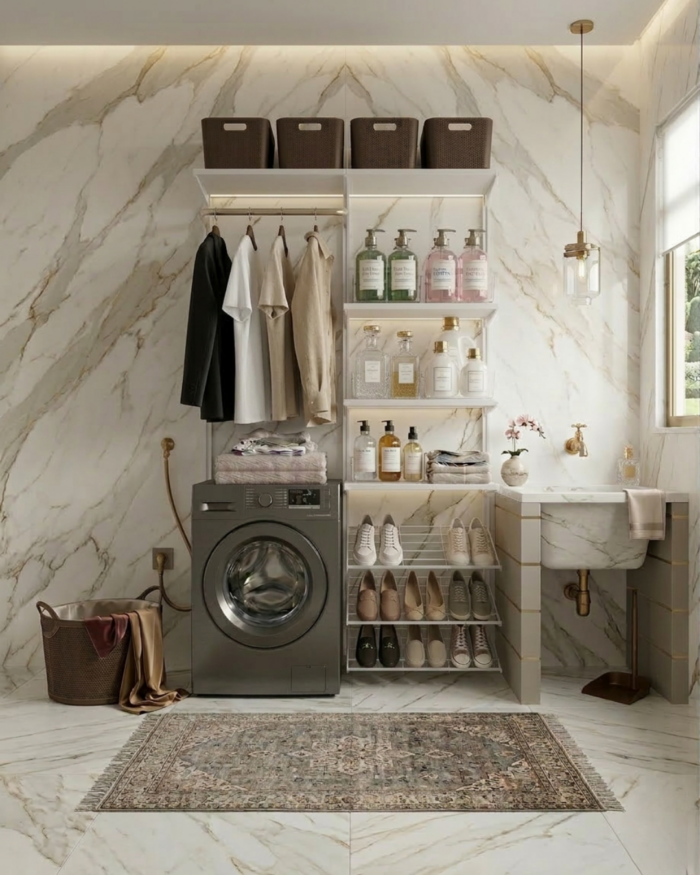 Conjunto Prateleira Modulado para Lavanderia 125cm