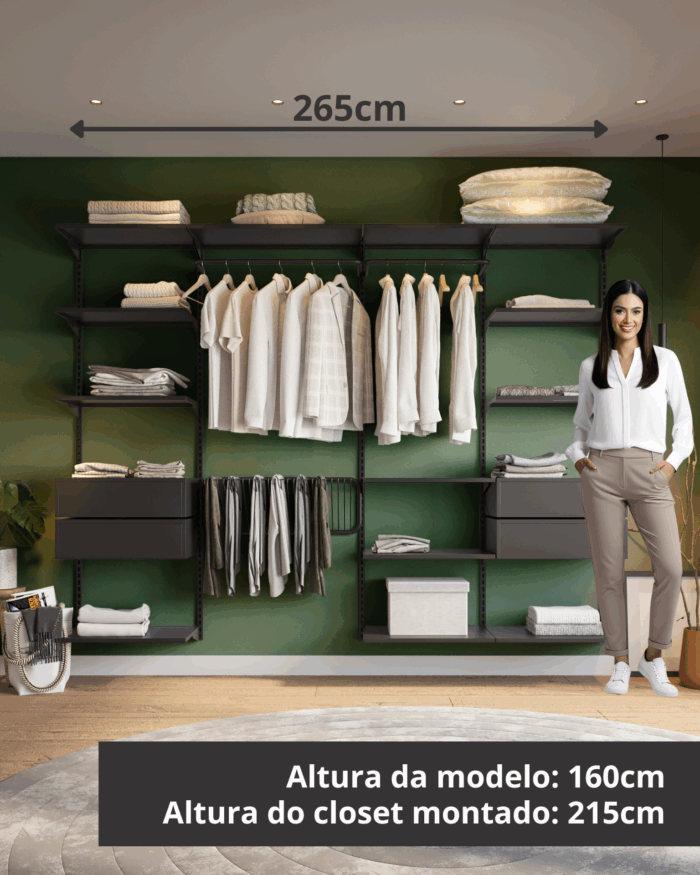 Closet Aberto Modular para Casal 265cm (Eternity 37)