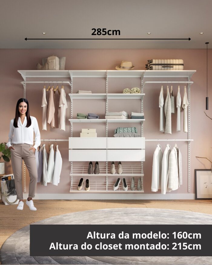 Closet Aberto Modulado para Casal 285cm (Eminence 42)