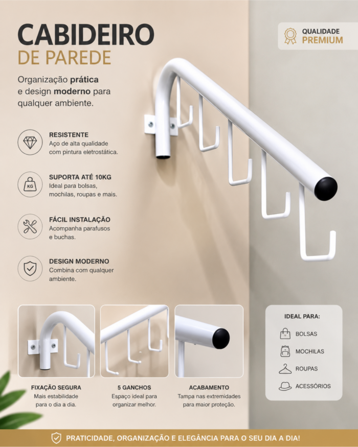 Cabideiro Suporte para Bolsas - Organização e Estilo