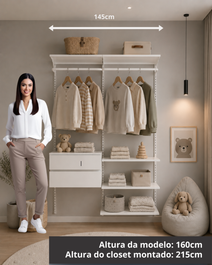 Closet Aberto Modular Infantil 145cm (Aurora 55)