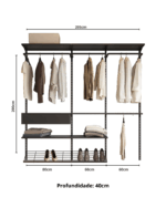 Closet Aberto Modulado para Casal 205cm (Eternity 39) - Imagem 4