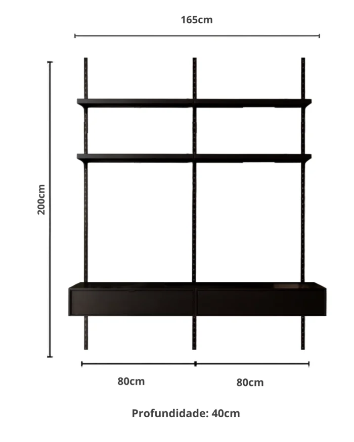 Conjunto Modulado para Sala de Estar 165cm - Imagem 4