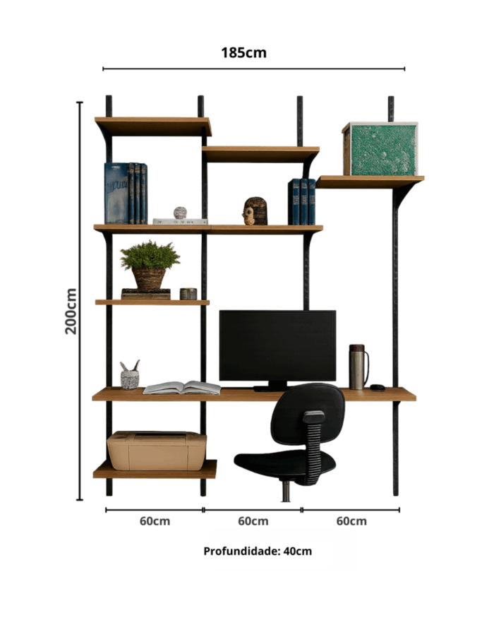 Conjunto Modulado para Escritório 185cm