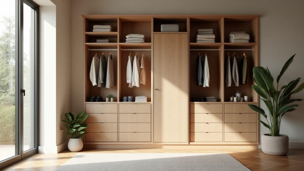 Decoração funcional e soluções de armazenamento para closet sem portas
