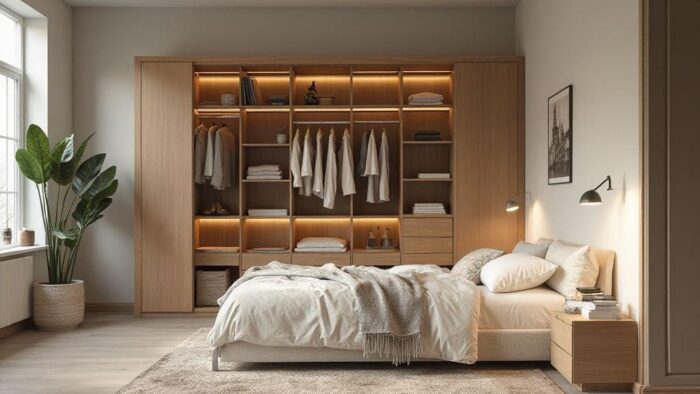 Closet Atrás da Cama: Solução Criativa