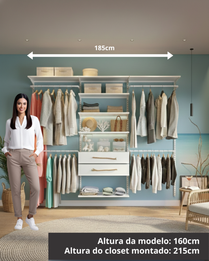 Closet Aberto Modulado Aço Inox Litoral 185cm (Pacific 51)