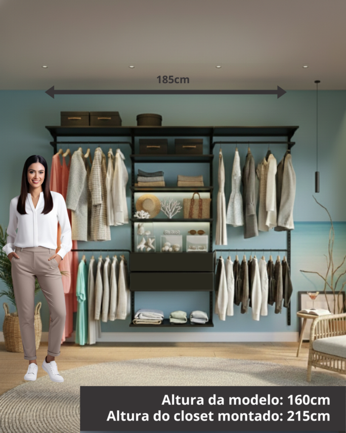 Closet Aberto Modulado Aço Inox Litoral 185cm (Pacific 51)