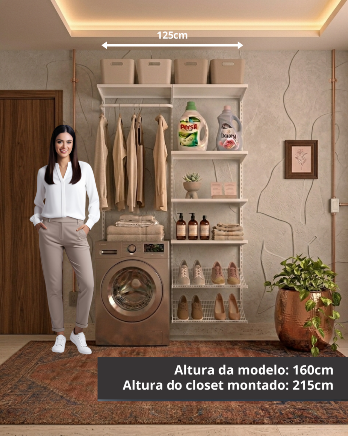 Conjunto Prateleira Modulado para Lavanderia 125cm
