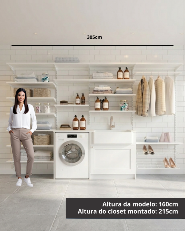 Conjunto Prateleira Modulado para Lavanderia 305cm