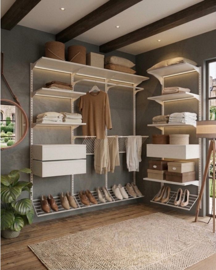 Closet Aberto Modulado em L 245cm x 135cm (Eternity 152)