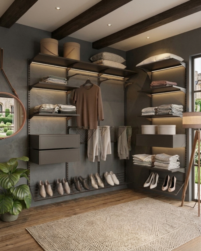 Closet Aberto Modulado em L 245cm x 135cm (Eternity 152)